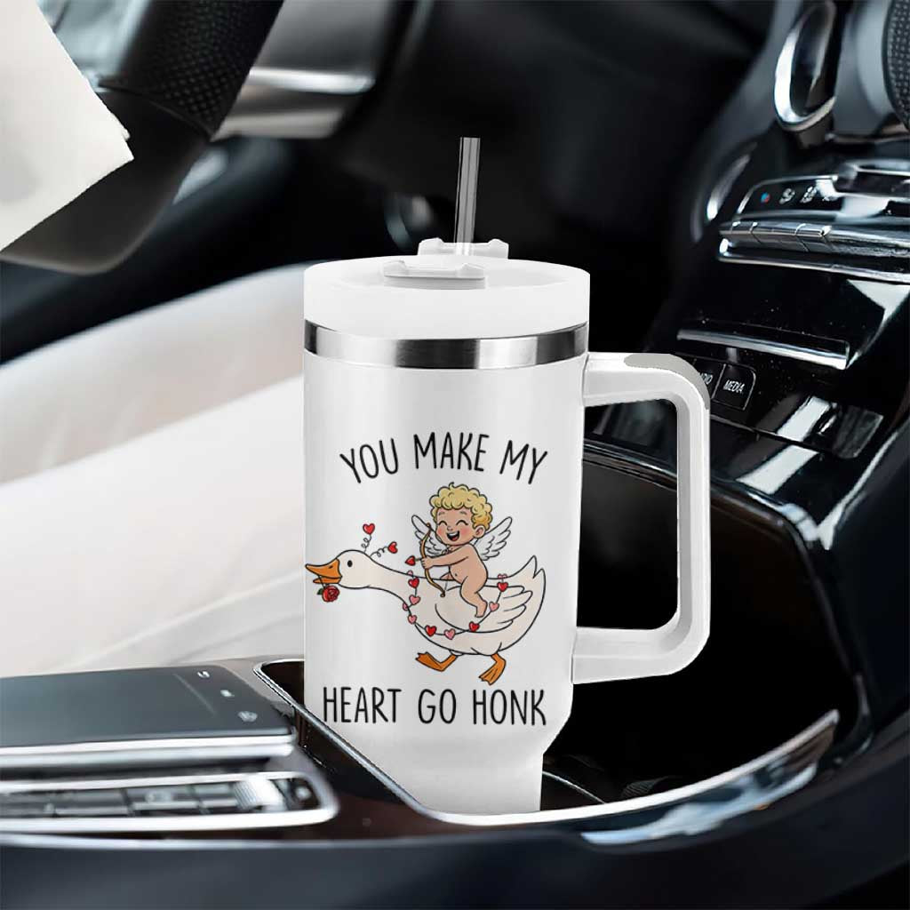 Funny Valentine Goose Tumbler With Handle You Make My Heart Go Honk - Wonder Print Shop