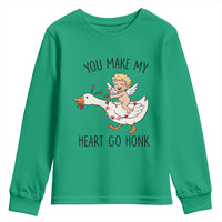 Funny Valentine Goose Youth Sweatshirt You Make My Heart Go Honk - Wonder Print Shop