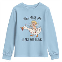 Funny Valentine Goose Youth Sweatshirt You Make My Heart Go Honk - Wonder Print Shop