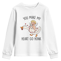 Funny Valentine Goose Youth Sweatshirt You Make My Heart Go Honk - Wonder Print Shop