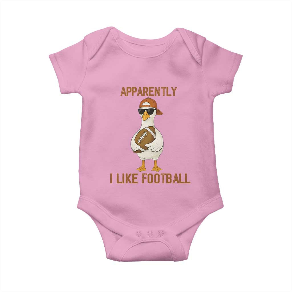 Funny Goose Football Meme Baby Onesie Apparently I Like Football - Wonder Print Shop