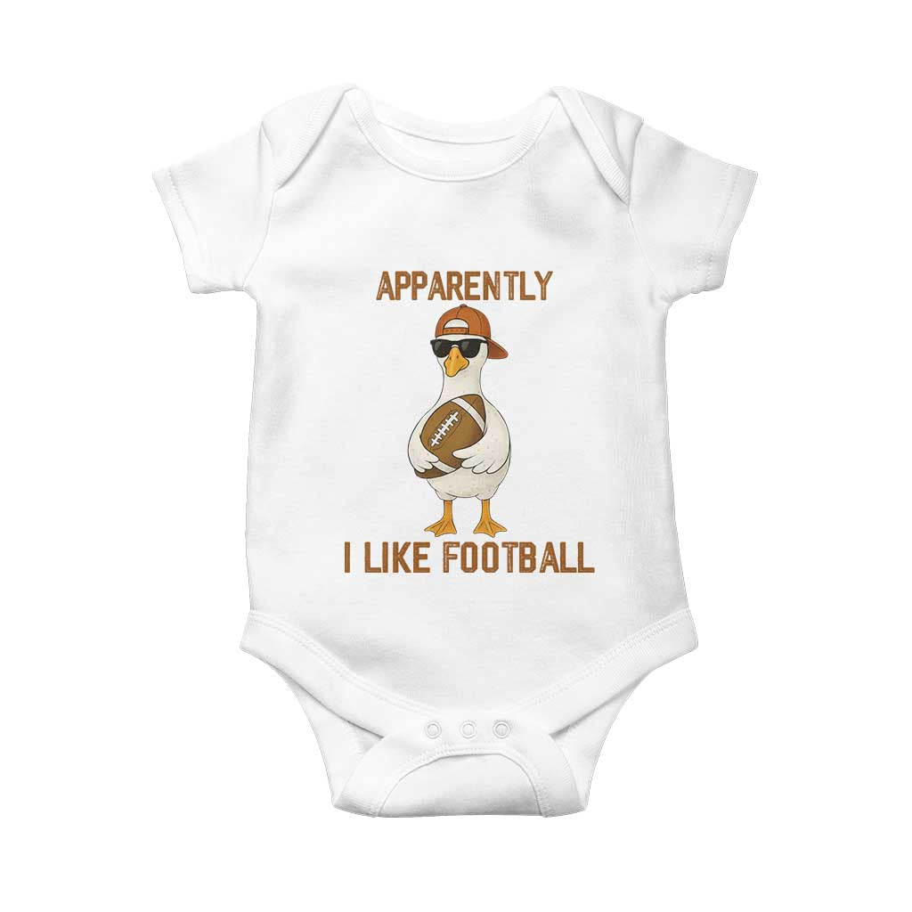Funny Goose Football Meme Baby Onesie Apparently I Like Football - Wonder Print Shop