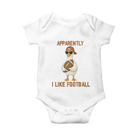 Funny Goose Football Meme Baby Onesie Apparently I Like Football - Wonder Print Shop