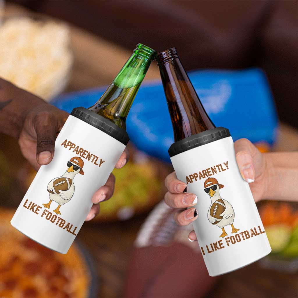 Funny Goose Football Meme 4 in 1 Can Cooler Tumbler Apparently I Like Football - Wonder Print Shop