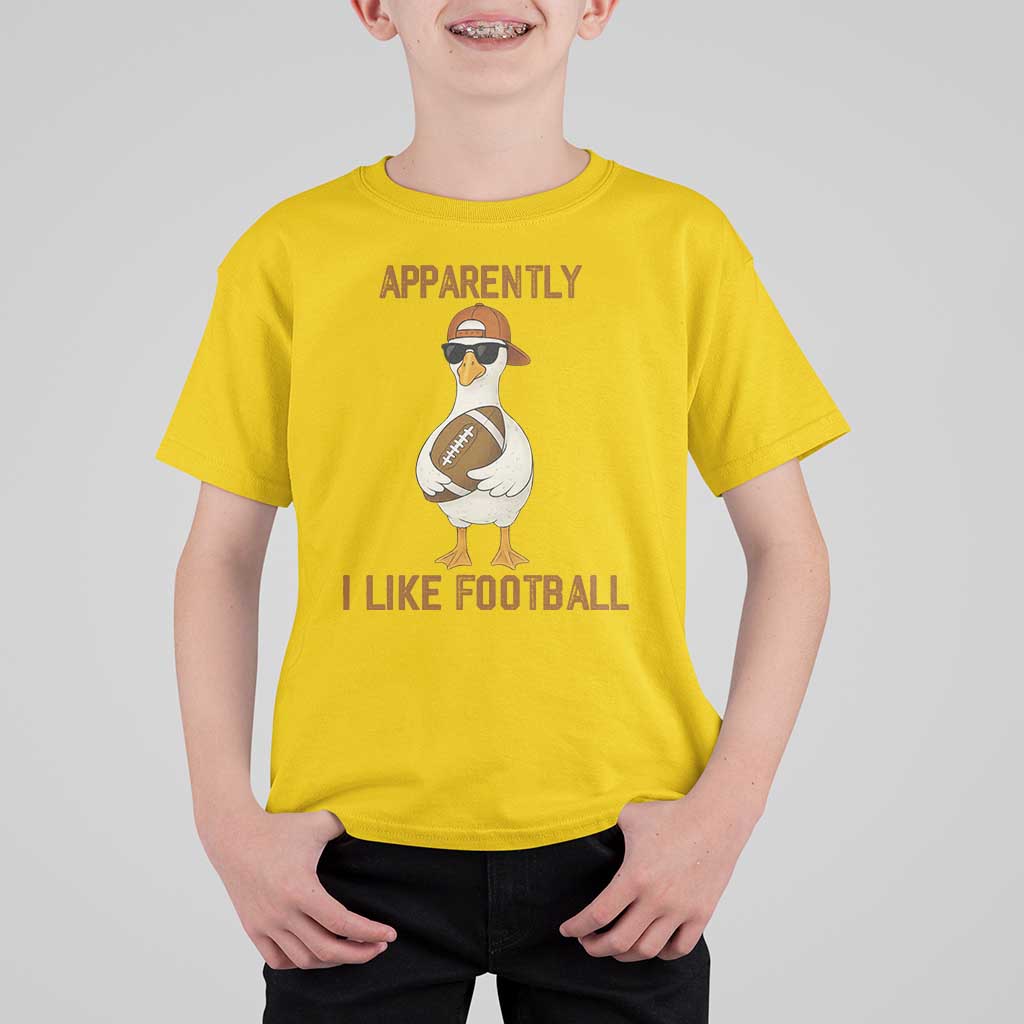 Funny Goose Football Meme T Shirt For Kid Apparently I Like Football - Wonder Print Shop
