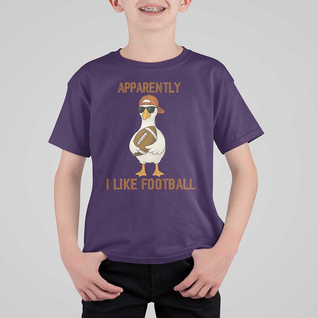 Funny Goose Football Meme T Shirt For Kid Apparently I Like Football - Wonder Print Shop