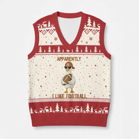 Funny Goose Football Meme V-Neck Knit Sweater Vest Apparently I Like Football - Wonder Print Shop