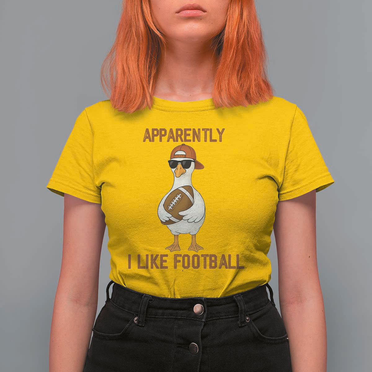 Funny Goose Football Meme T Shirt For Women Apparently I Like Football - Wonder Print Shop