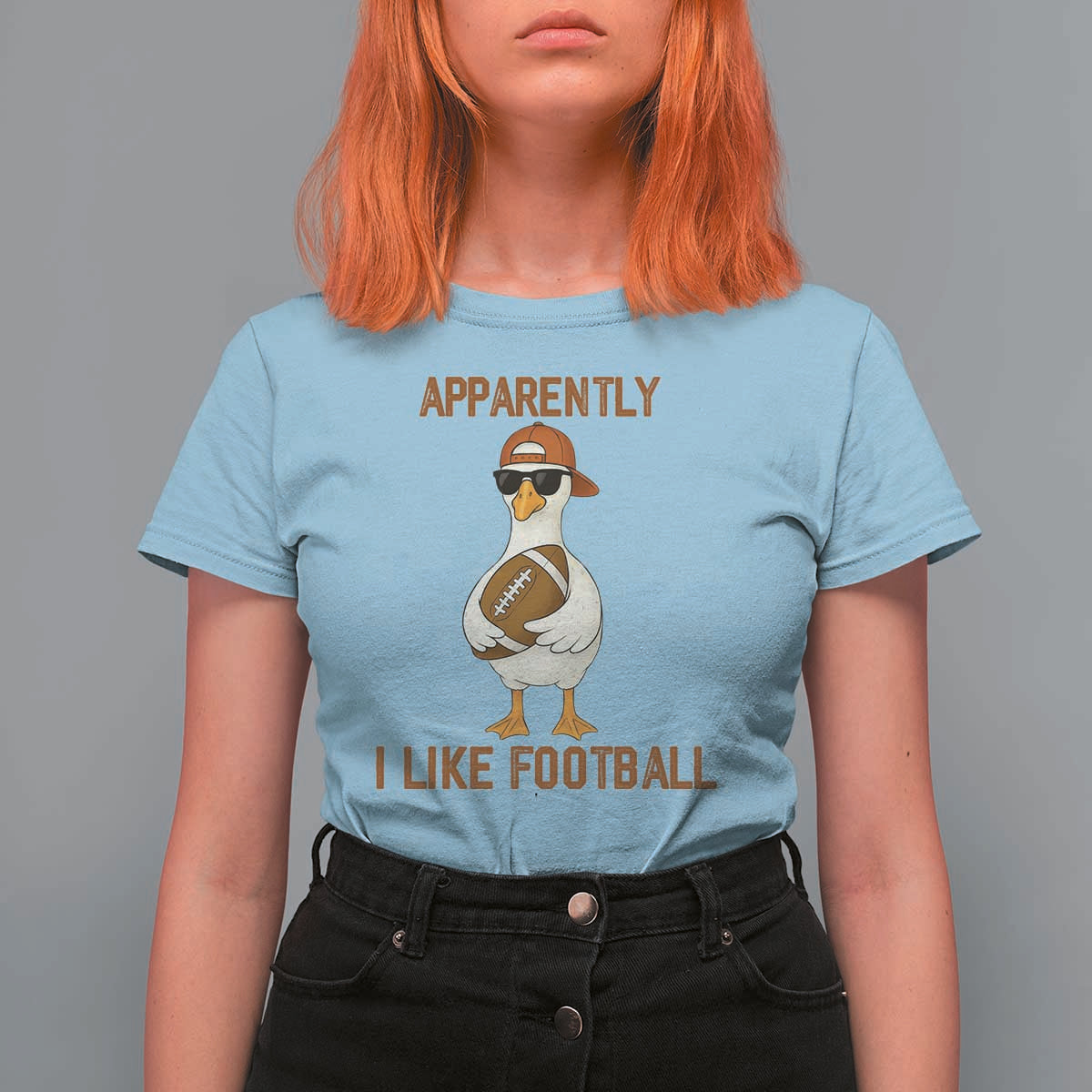 Funny Goose Football Meme T Shirt For Women Apparently I Like Football - Wonder Print Shop