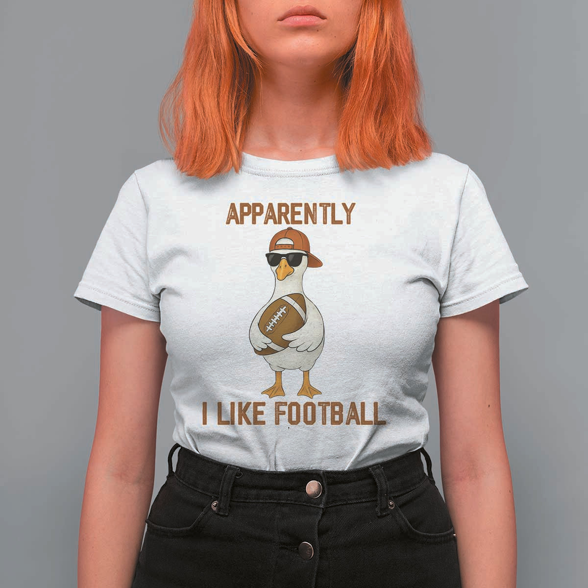 Funny Goose Football Meme T Shirt For Women Apparently I Like Football - Wonder Print Shop