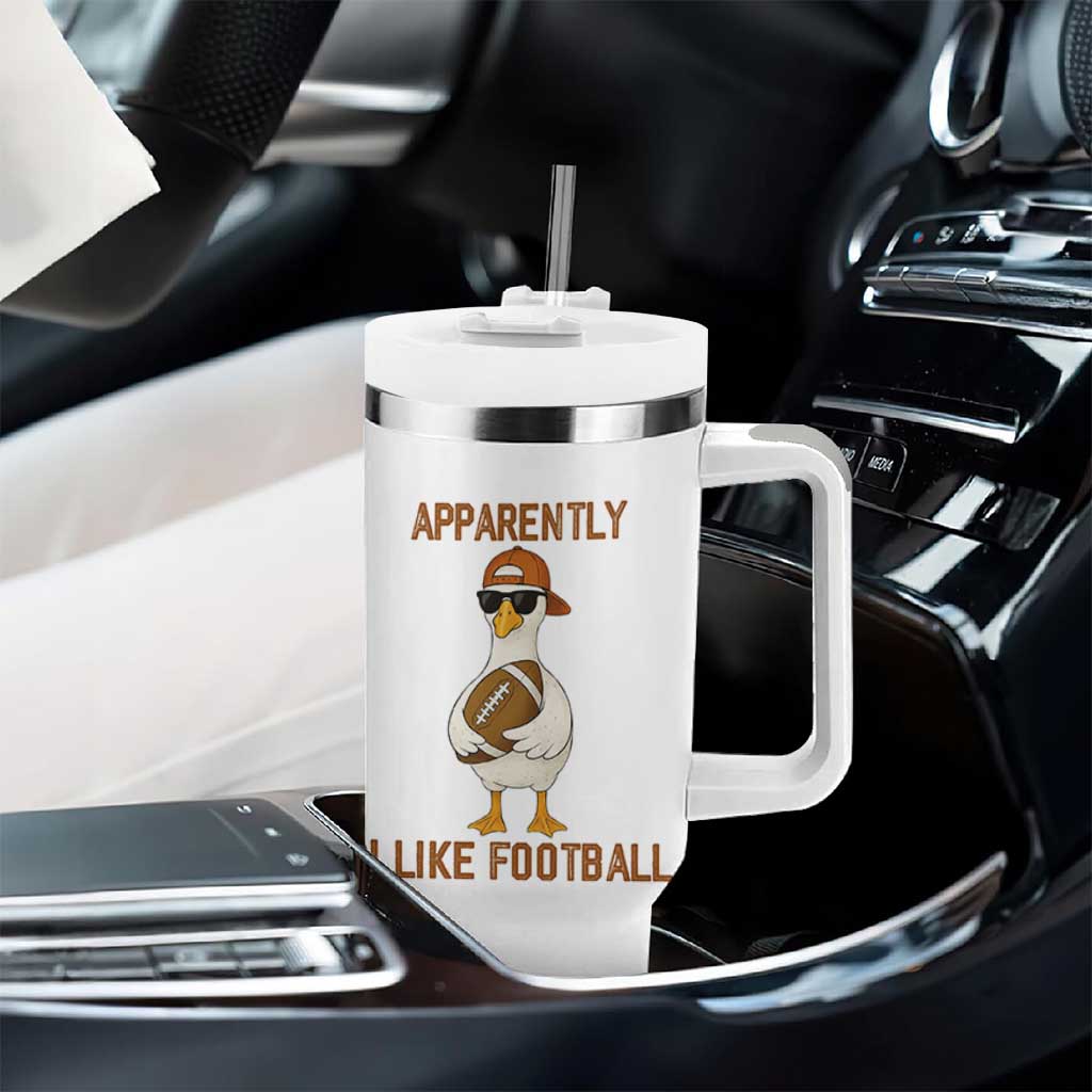 Funny Goose Football Meme Tumbler With Handle Apparently I Like Football - Wonder Print Shop