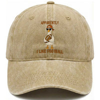 Funny Goose Football Meme Washed Cotton Baseball Cap Apparently I Like Football