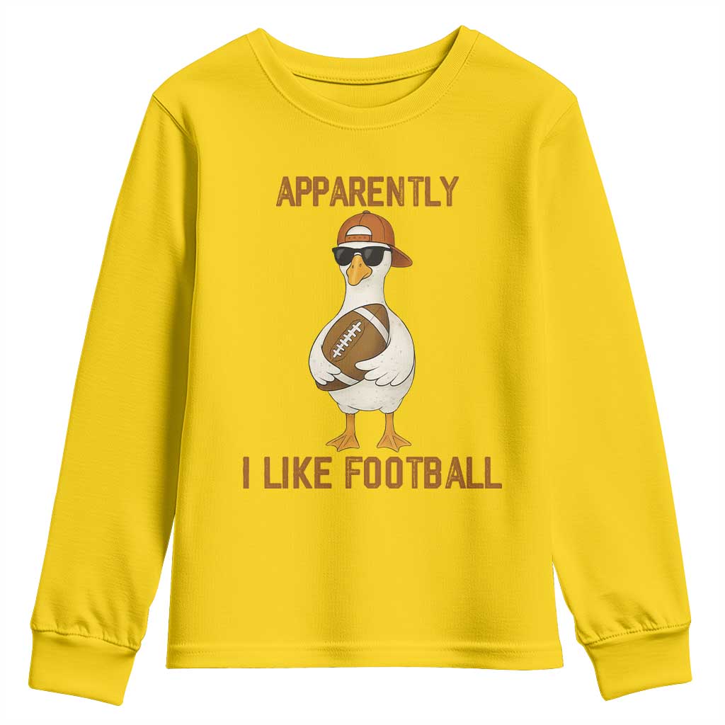 Funny Goose Football Meme Youth Sweatshirt Apparently I Like Football - Wonder Print Shop