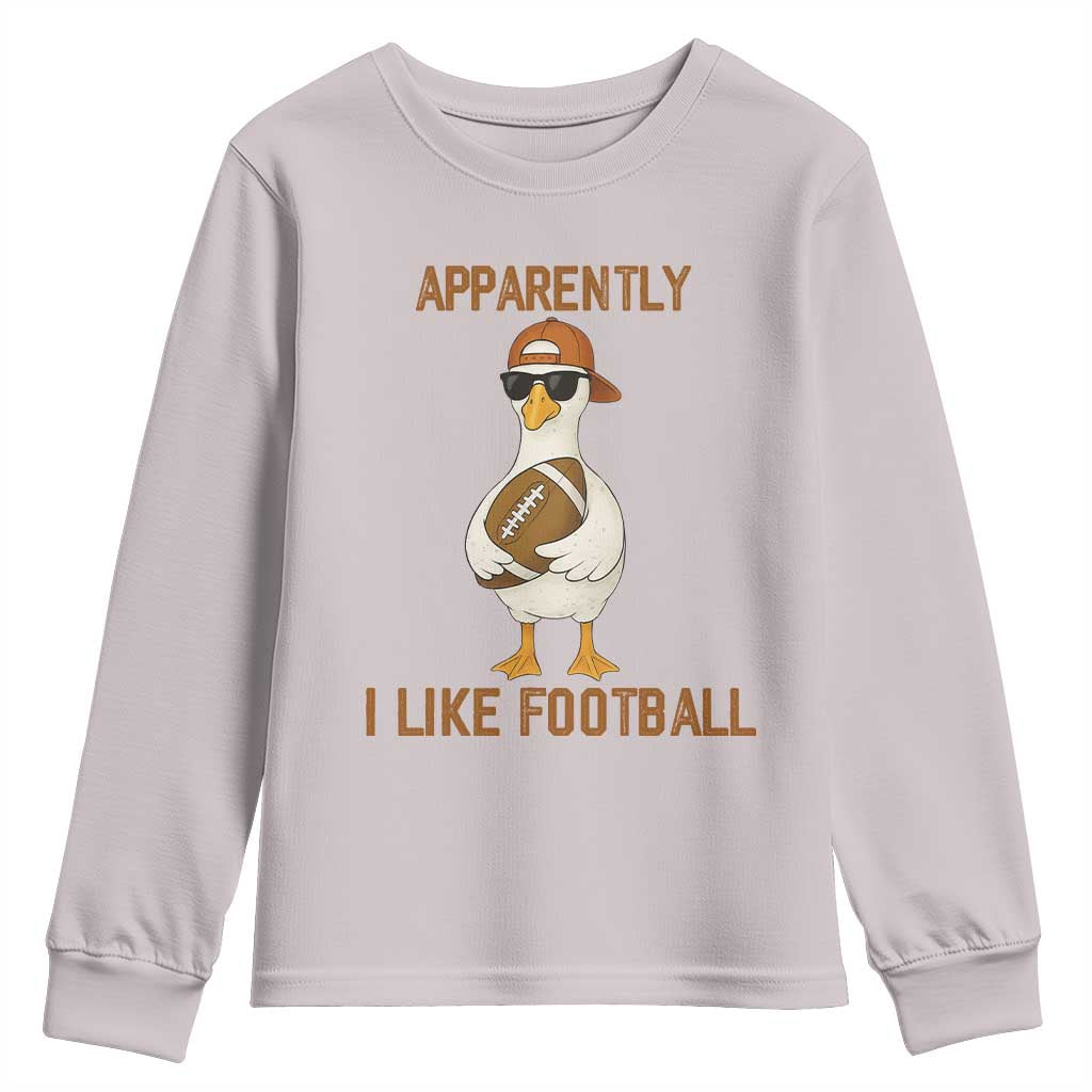 Funny Goose Football Meme Youth Sweatshirt Apparently I Like Football - Wonder Print Shop