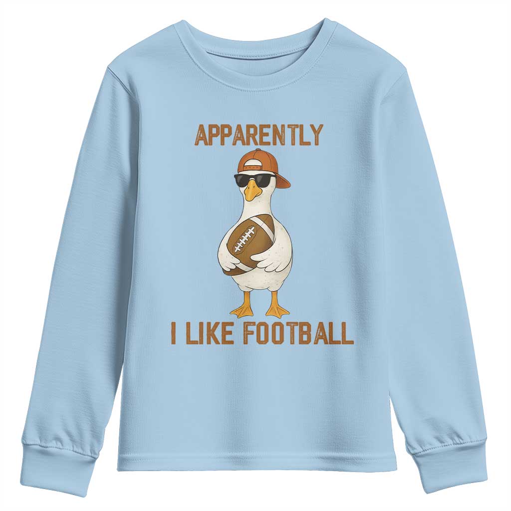 Funny Goose Football Meme Youth Sweatshirt Apparently I Like Football - Wonder Print Shop