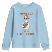 Funny Goose Football Meme Youth Sweatshirt Apparently I Like Football - Wonder Print Shop