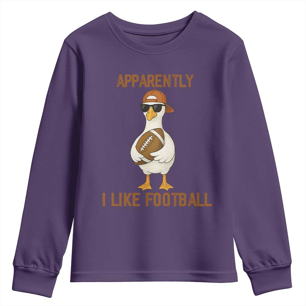 Funny Goose Football Meme Youth Sweatshirt Apparently I Like Football - Wonder Print Shop