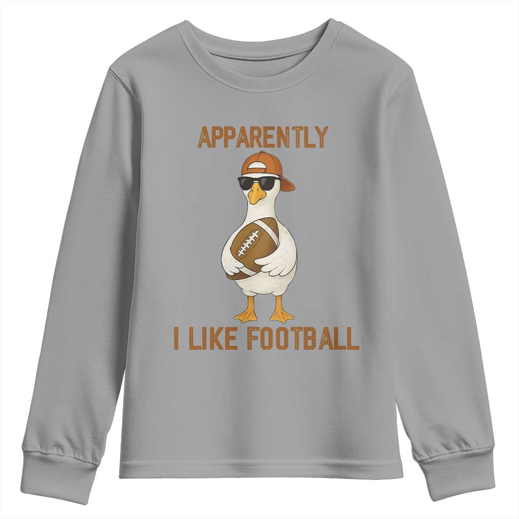 Funny Goose Football Meme Youth Sweatshirt Apparently I Like Football - Wonder Print Shop