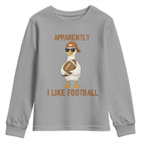 Funny Goose Football Meme Youth Sweatshirt Apparently I Like Football - Wonder Print Shop