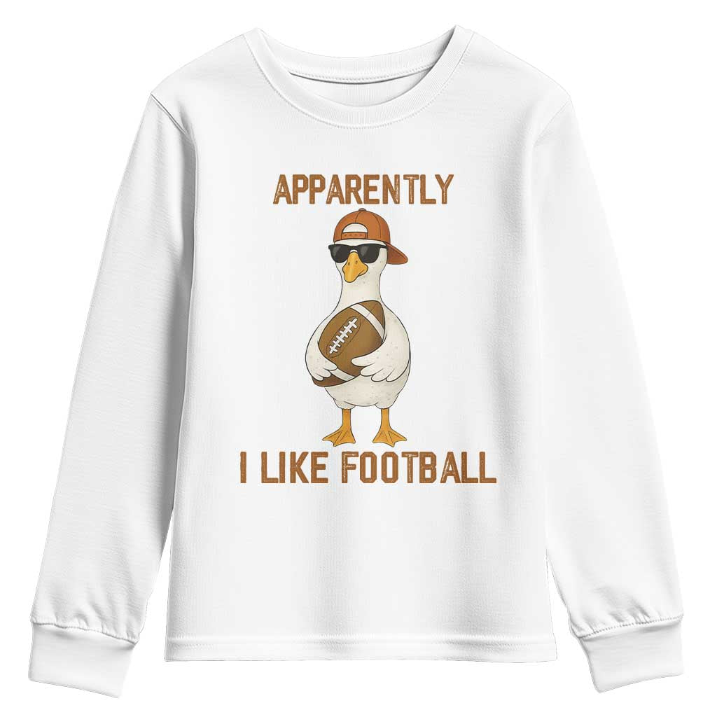 Funny Goose Football Meme Youth Sweatshirt Apparently I Like Football - Wonder Print Shop