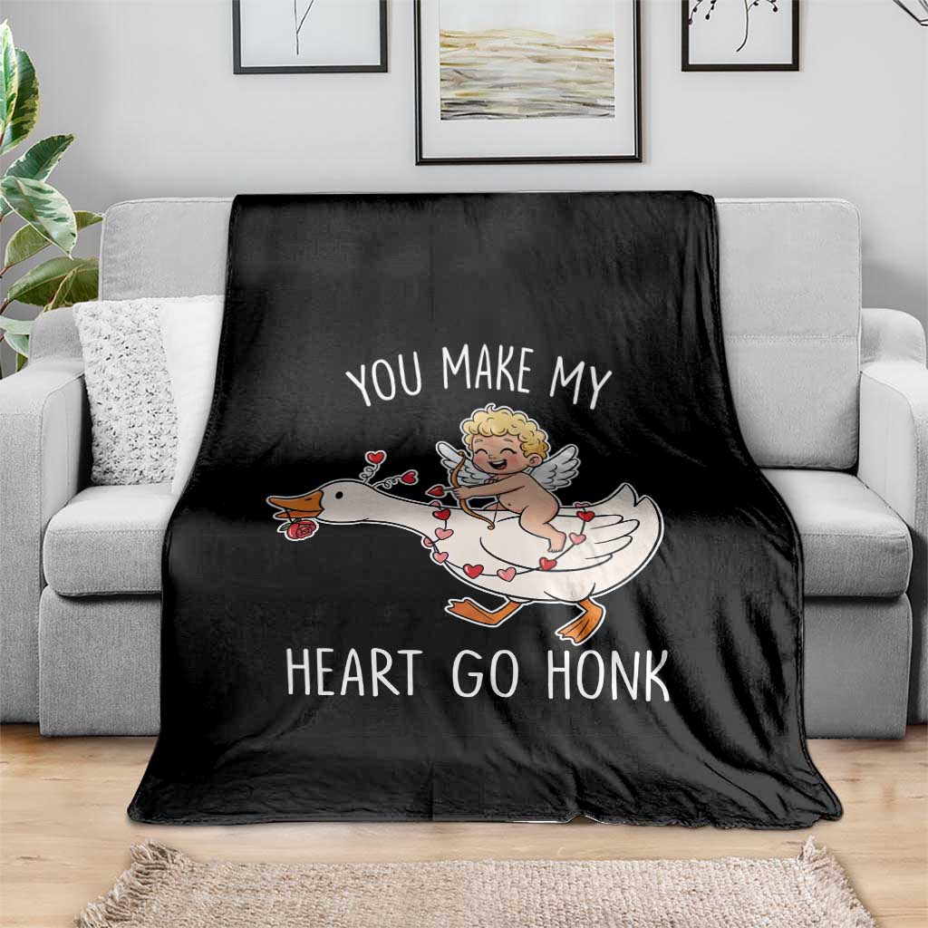 You Make My Heart Go Honk Throw Blanket Funny Valentine Goose - Wonder Print Shop