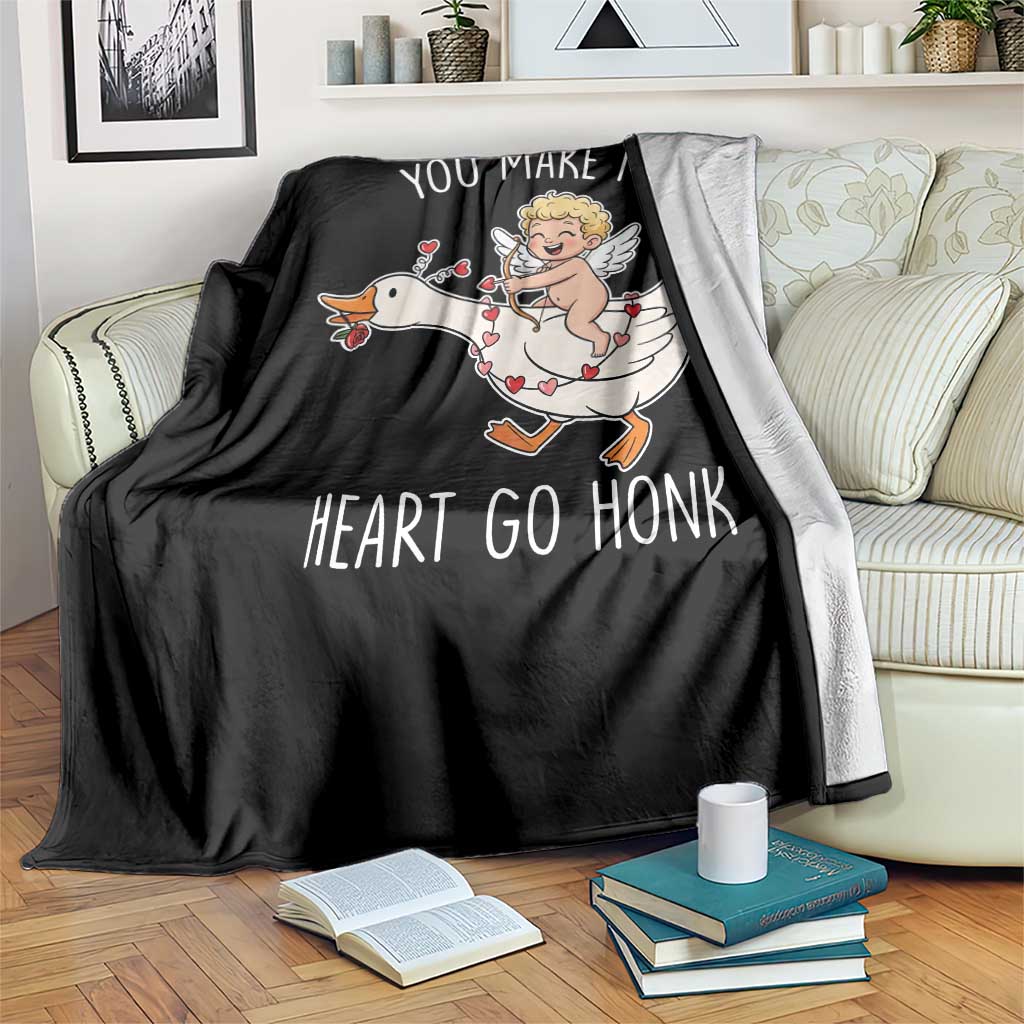 You Make My Heart Go Honk Throw Blanket Funny Valentine Goose - Wonder Print Shop