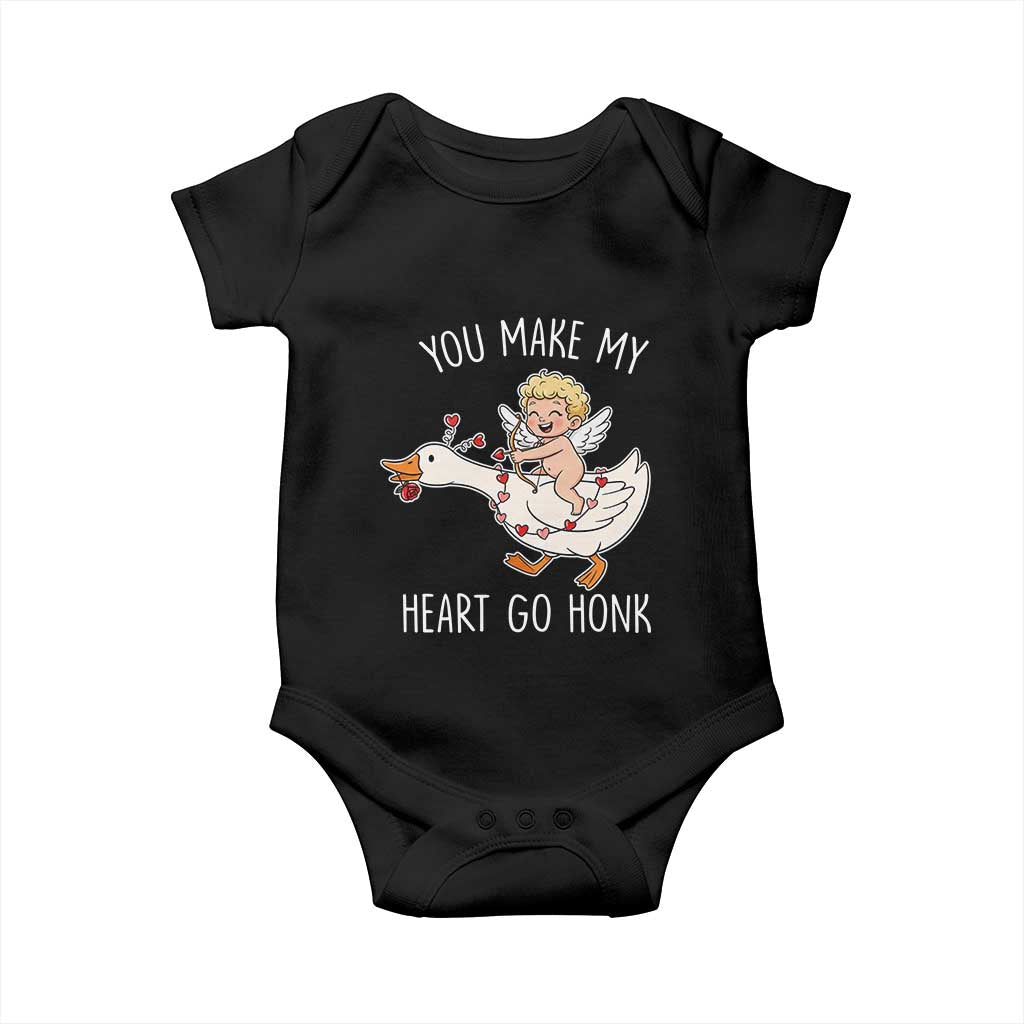 You Make My Heart Go Honk Baby Onesie Funny Valentine Goose - Wonder Print Shop