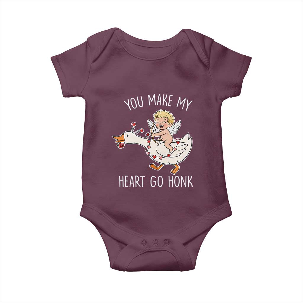 You Make My Heart Go Honk Baby Onesie Funny Valentine Goose - Wonder Print Shop