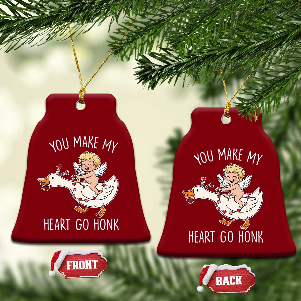 You Make My Heart Go Honk Ceramic Ornament Funny Valentine Goose - Wonder Print Shop