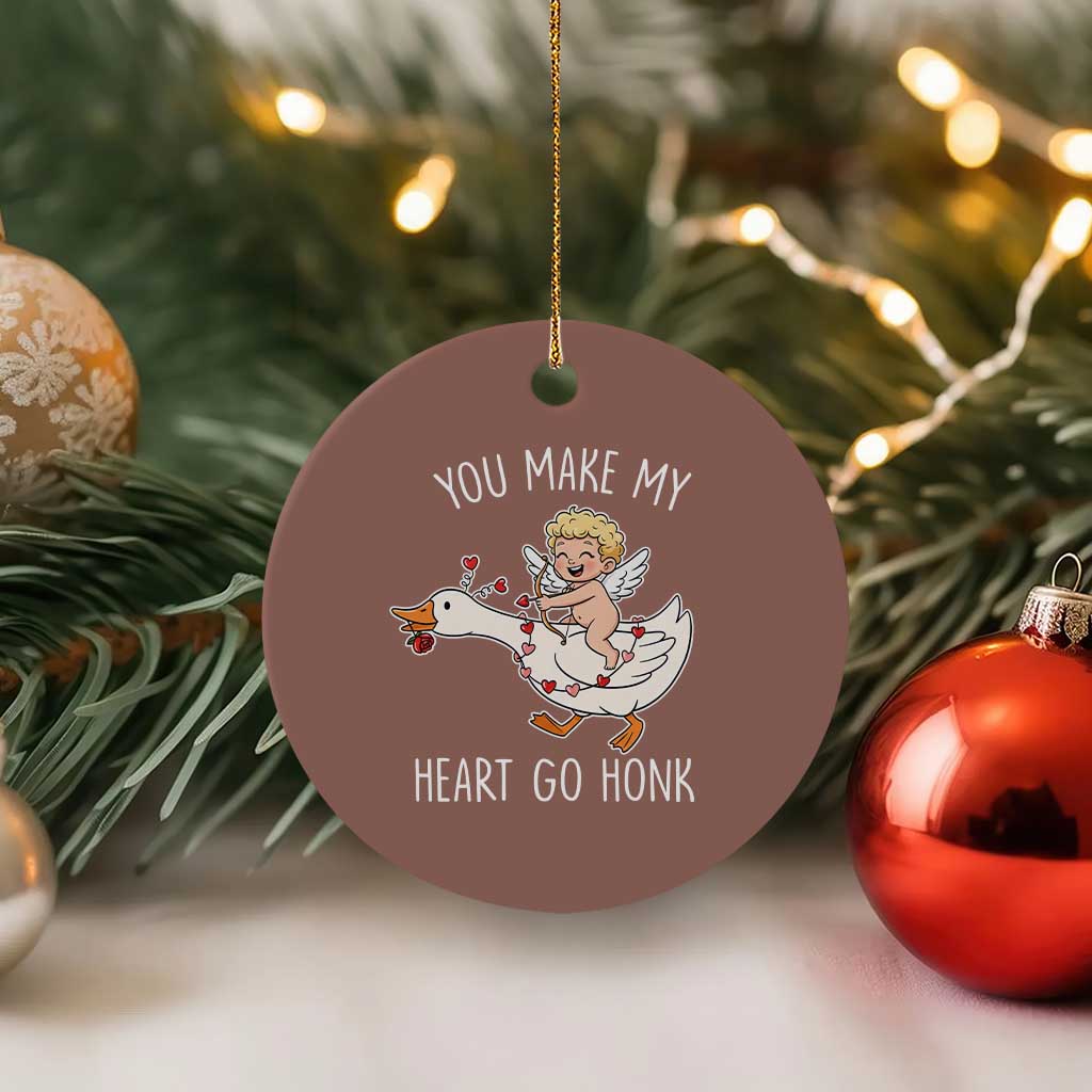 You Make My Heart Go Honk Ceramic Ornament Funny Valentine Goose - Wonder Print Shop