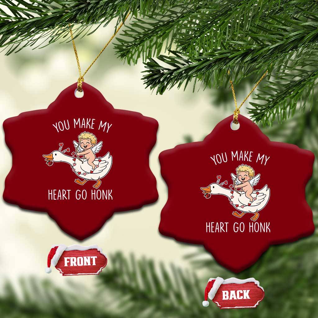 You Make My Heart Go Honk Ceramic Ornament Funny Valentine Goose - Wonder Print Shop