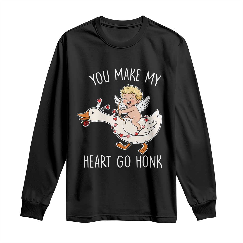 You Make My Heart Go Honk Long Sleeve Shirt Funny Valentine Goose - Wonder Print Shop