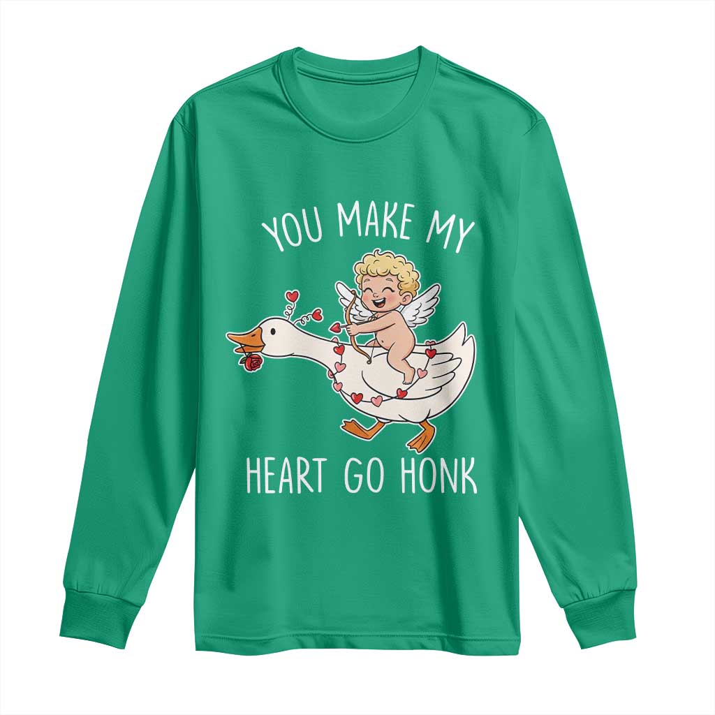 You Make My Heart Go Honk Long Sleeve Shirt Funny Valentine Goose - Wonder Print Shop