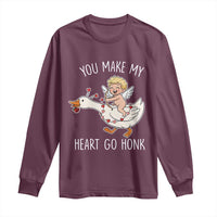 You Make My Heart Go Honk Long Sleeve Shirt Funny Valentine Goose - Wonder Print Shop