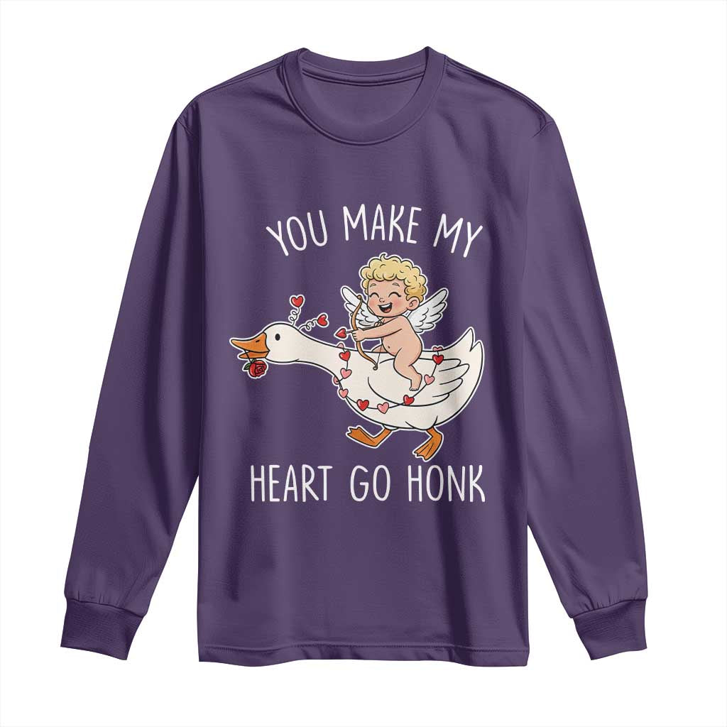 You Make My Heart Go Honk Long Sleeve Shirt Funny Valentine Goose - Wonder Print Shop