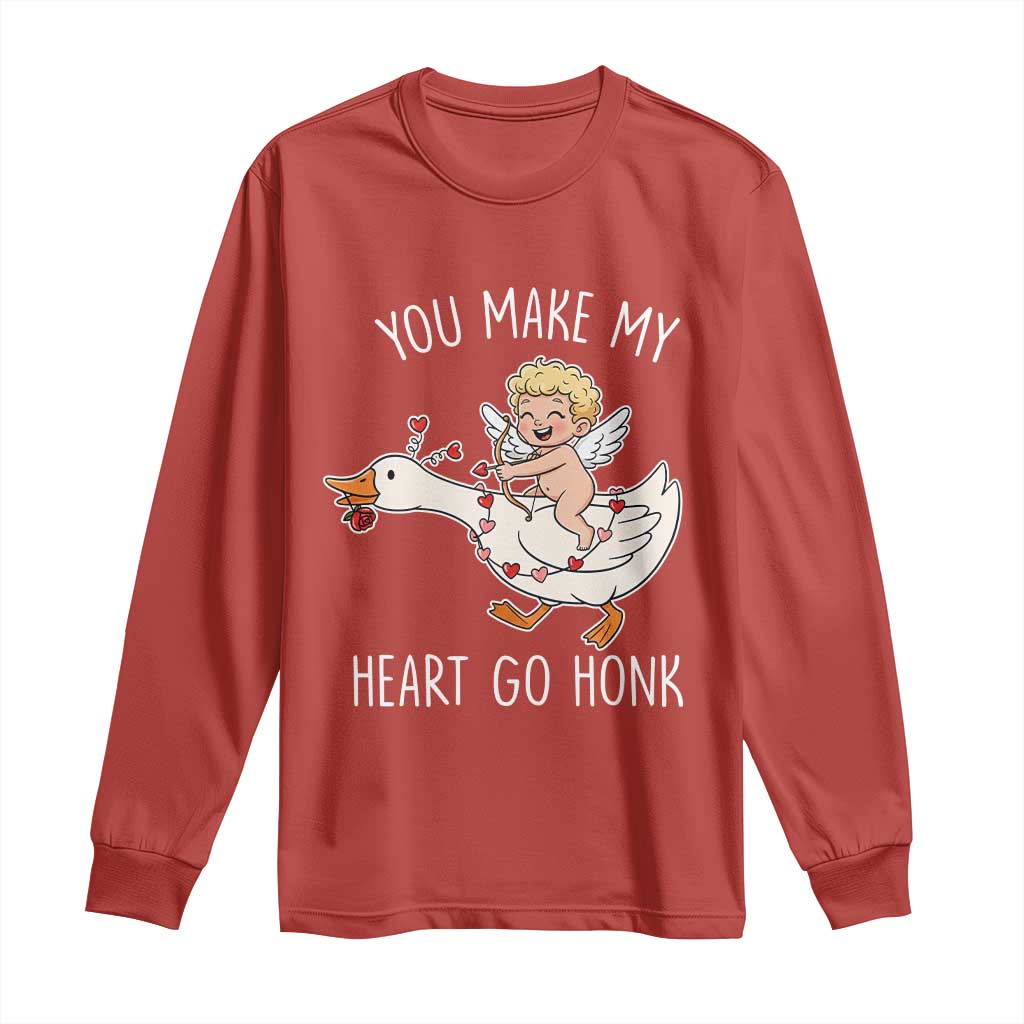 You Make My Heart Go Honk Long Sleeve Shirt Funny Valentine Goose - Wonder Print Shop