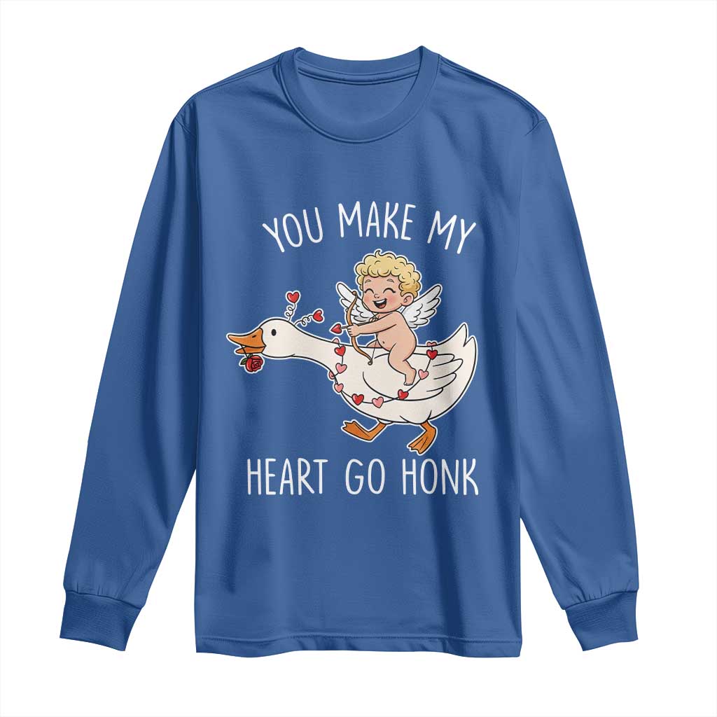 You Make My Heart Go Honk Long Sleeve Shirt Funny Valentine Goose - Wonder Print Shop