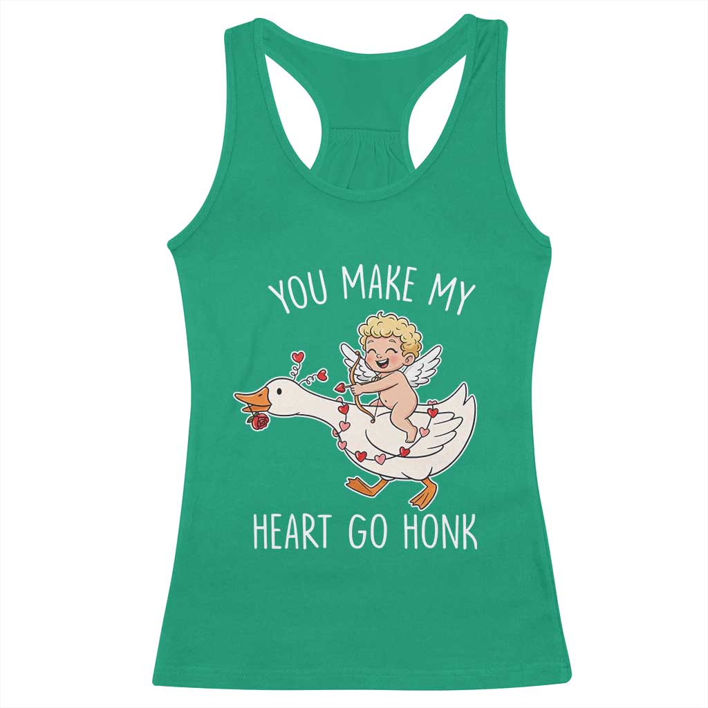 You Make My Heart Go Honk Racerback Tank Top Funny Valentine Goose - Wonder Print Shop