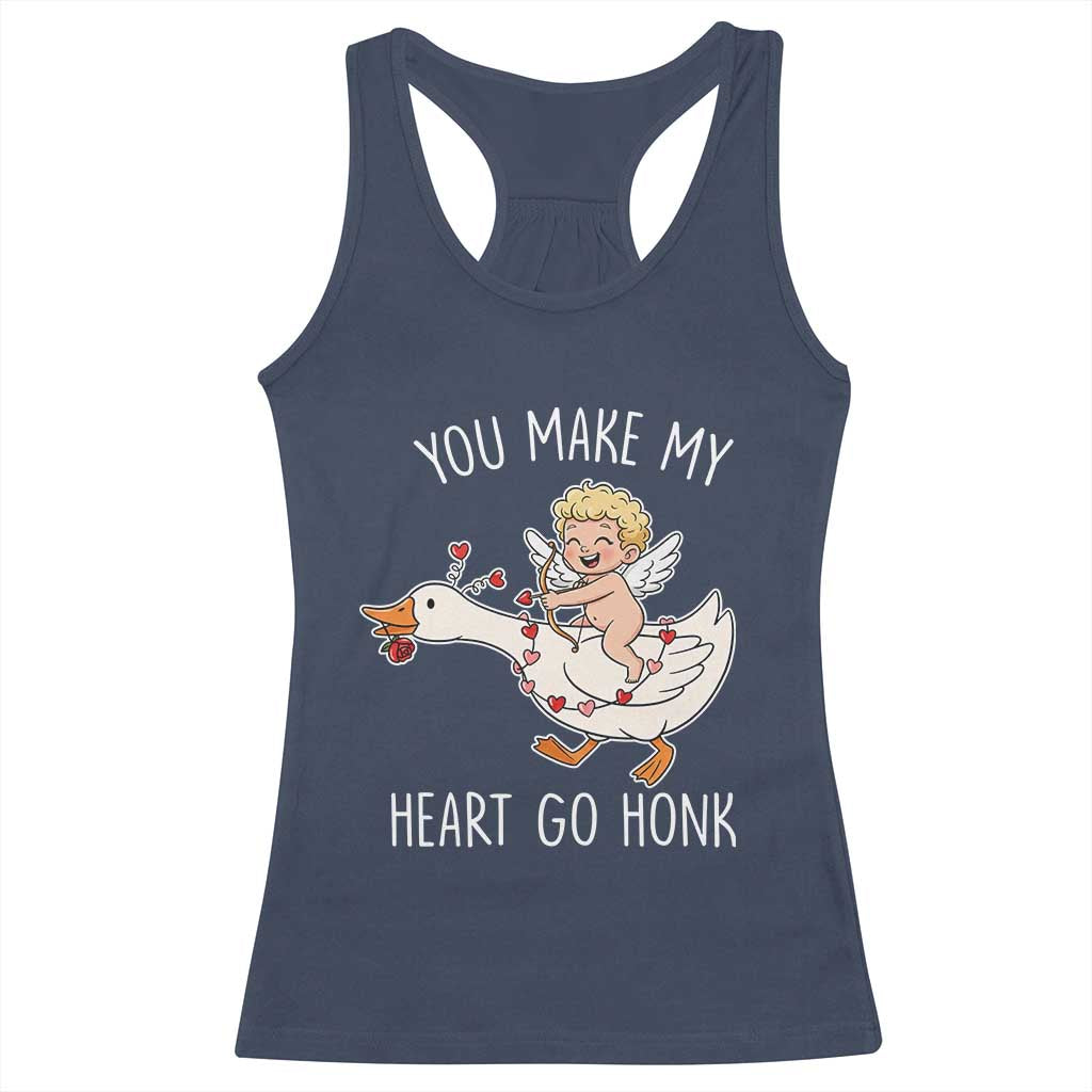 You Make My Heart Go Honk Racerback Tank Top Funny Valentine Goose - Wonder Print Shop