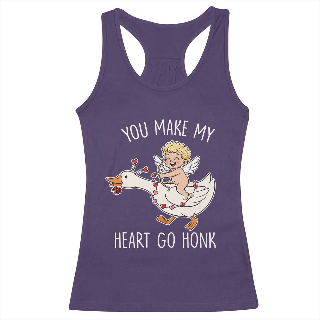 You Make My Heart Go Honk Racerback Tank Top Funny Valentine Goose - Wonder Print Shop