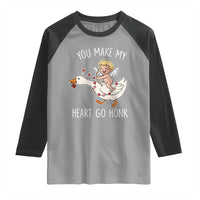You Make My Heart Go Honk Raglan Shirt Funny Valentine Goose - Wonder Print Shop