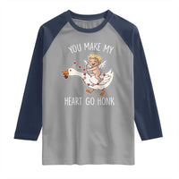 You Make My Heart Go Honk Raglan Shirt Funny Valentine Goose - Wonder Print Shop