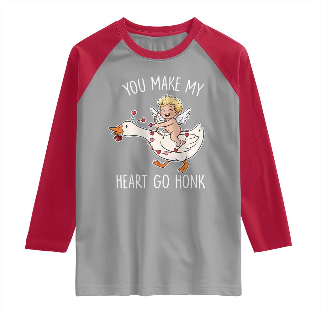 You Make My Heart Go Honk Raglan Shirt Funny Valentine Goose - Wonder Print Shop