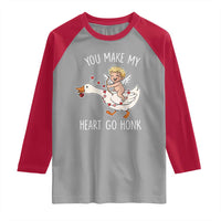 You Make My Heart Go Honk Raglan Shirt Funny Valentine Goose - Wonder Print Shop