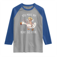 You Make My Heart Go Honk Raglan Shirt Funny Valentine Goose - Wonder Print Shop