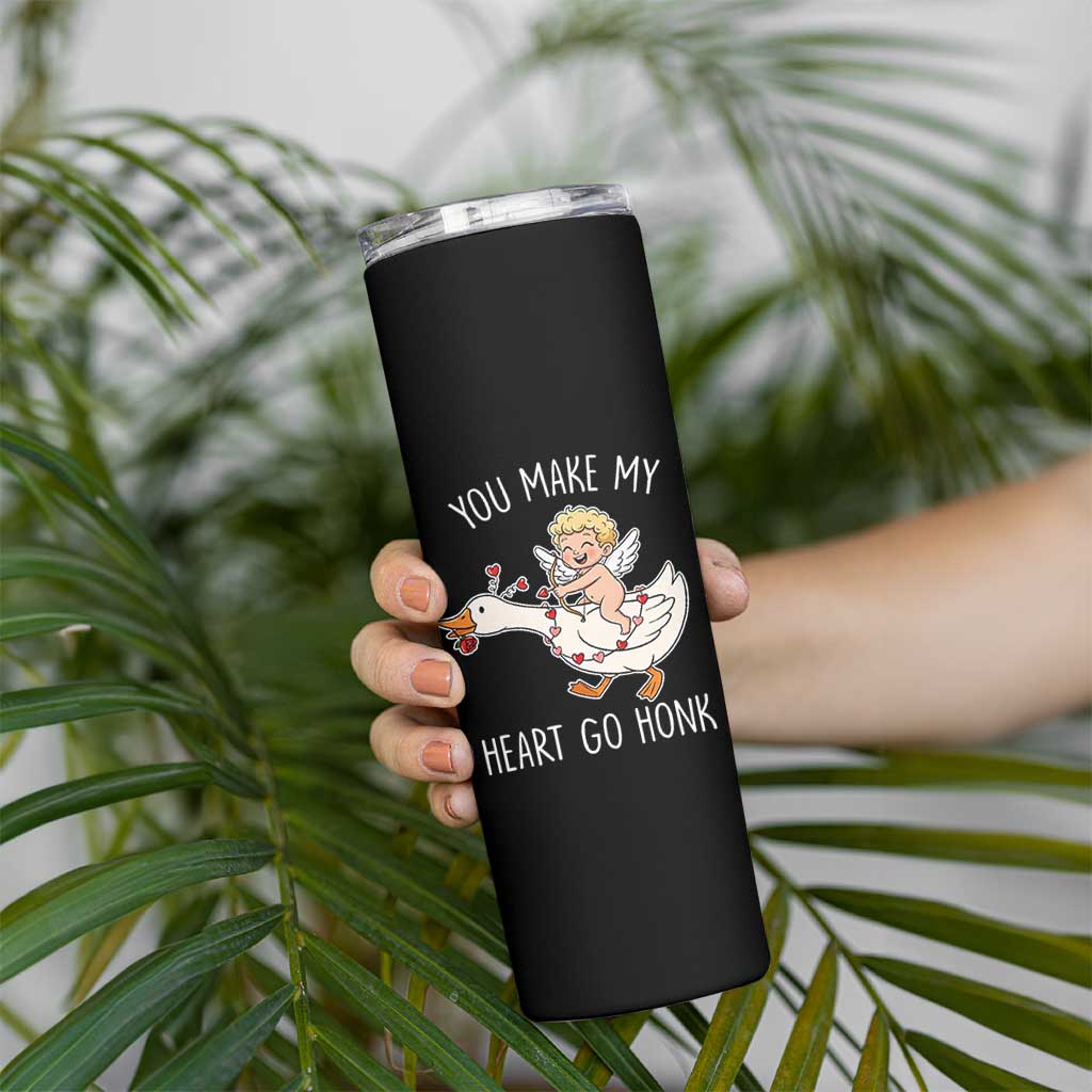 You Make My Heart Go Honk Skinny Tumbler Funny Valentine Goose - Wonder Print Shop