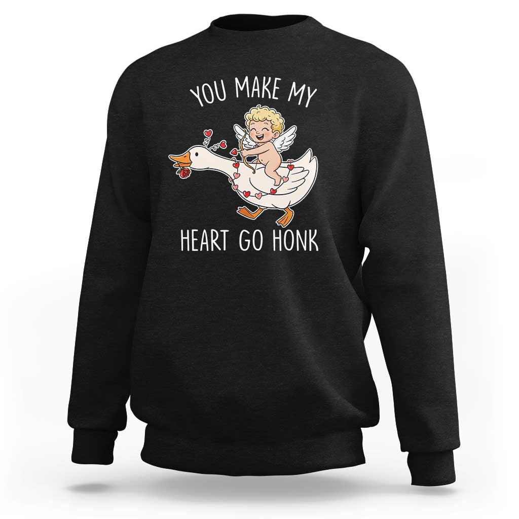 You Make My Heart Go Honk Sweatshirt Funny Valentine Goose - Wonder Print Shop