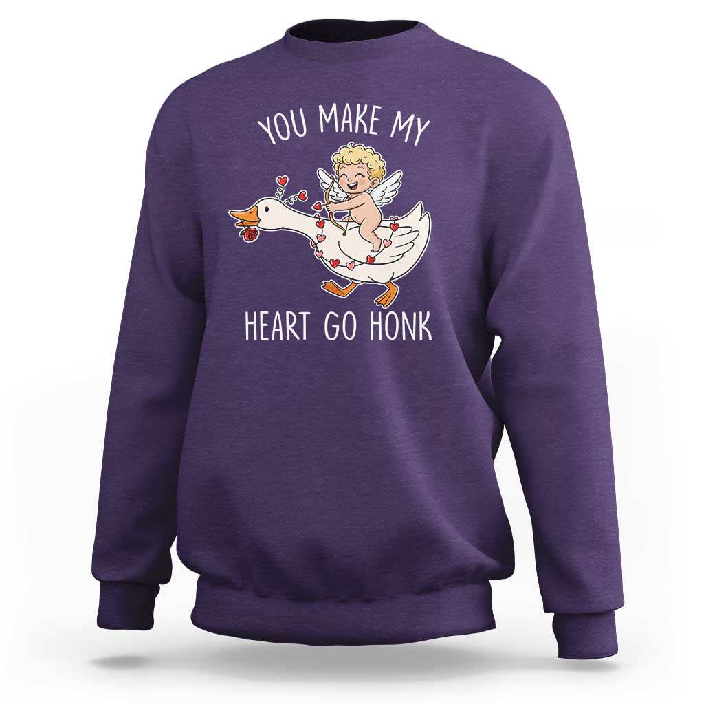 You Make My Heart Go Honk Sweatshirt Funny Valentine Goose - Wonder Print Shop