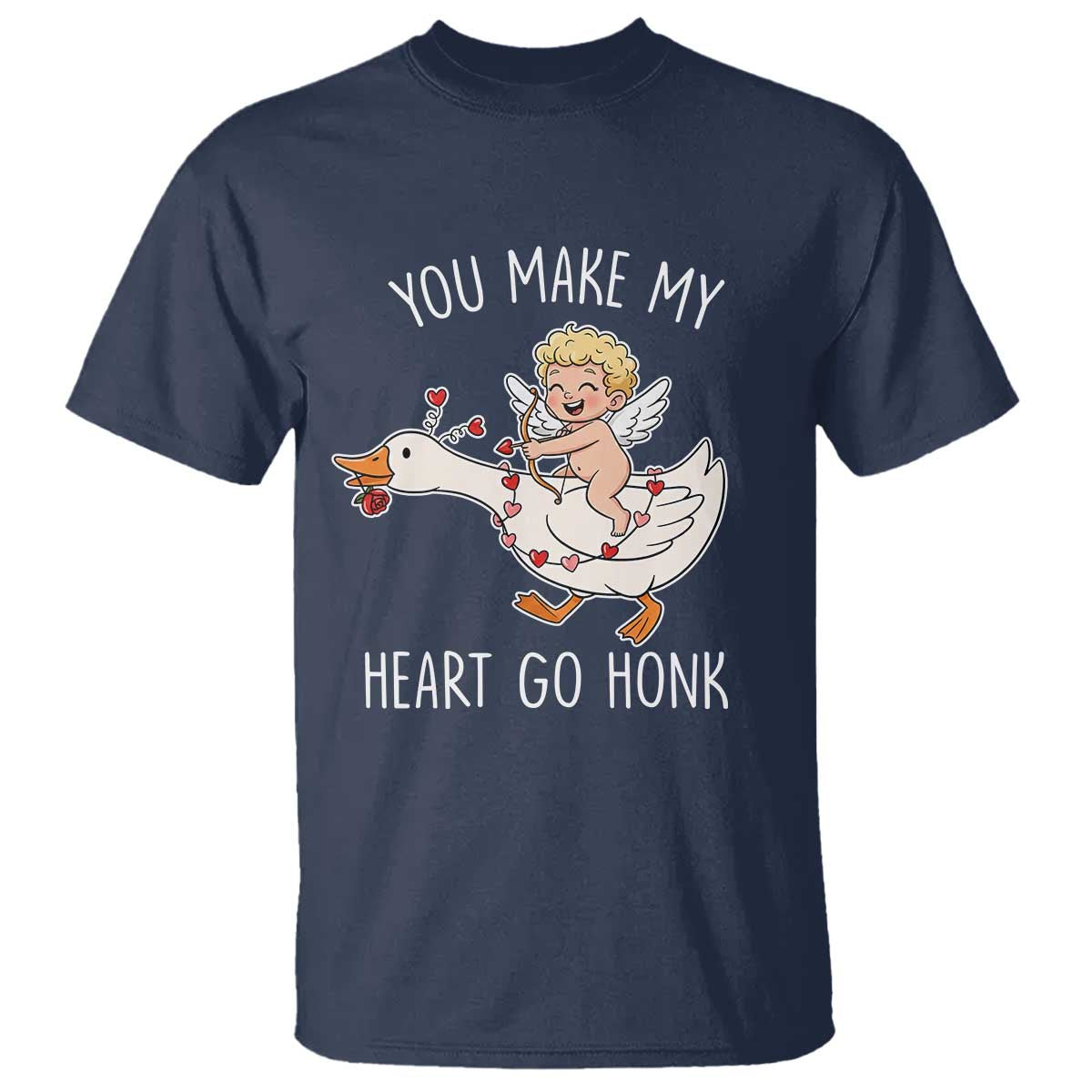 You Make My Heart Go Honk T Shirt Funny Valentine Goose - Wonder Print Shop