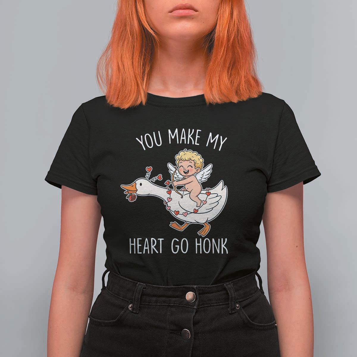 You Make My Heart Go Honk T Shirt For Women Funny Valentine Goose - Wonder Print Shop